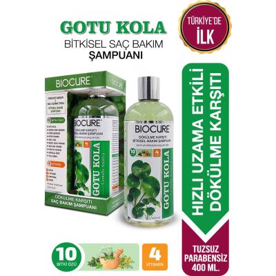 Biocure Saç Dökülme Karşıtı Gotu Kola Bitkisel Bakım Şampuanı, Zayıf ve Dökülen Saçlara 10 Bitki 4 Vitaminli - 1