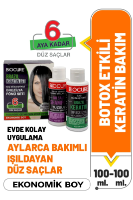 Brezilya Fönü Keratini 2'li Mucizevi Bakım Seti Keratin - Şampuan Botox Etkili / Evde Kullanım Seti - 1